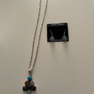 Necklace and earring set semi precious stone